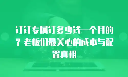 钉钉专属钉多少钱一个月的？老板们最关心的成本与配置真相