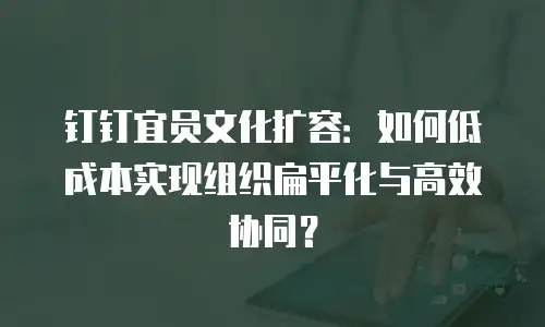 钉钉宜员文化扩容：如何低成本实现组织扁平化与高效协同？
