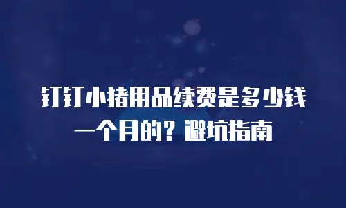 钉钉小猪用品续费是多少钱一个月的？避坑指南
