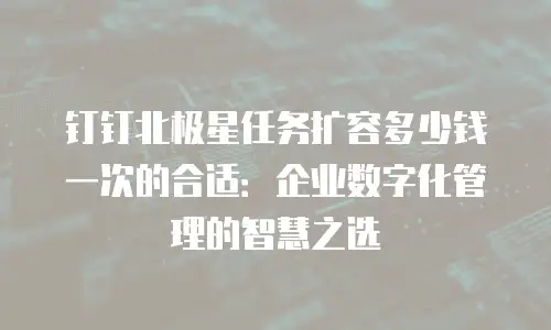 钉钉北极星任务扩容多少钱一次的合适：企业数字化管理的智慧之选