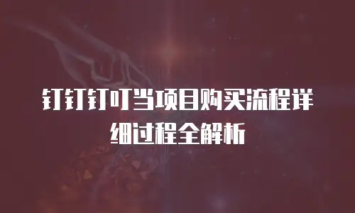 钉钉钉叮当项目购买流程详细过程全解析