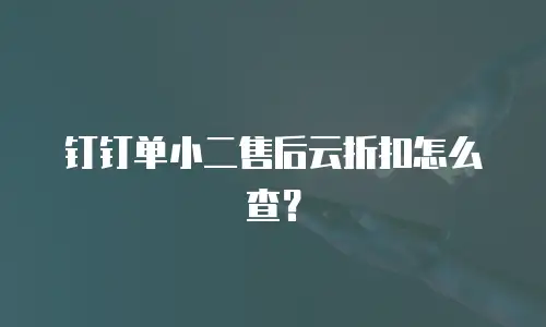 钉钉单小二售后云折扣怎么查？