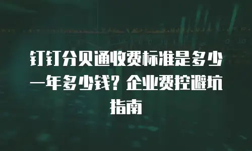 钉钉分贝通收费标准是多少一年多少钱？企业费控避坑指南