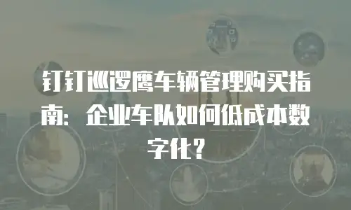 钉钉巡逻鹰车辆管理购买指南：企业车队如何低成本数字化？