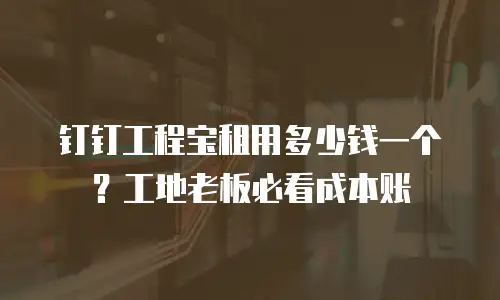 钉钉工程宝租用多少钱一个？工地老板必看成本账