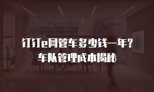 钉钉e网管车多少钱一年？车队管理成本揭秘