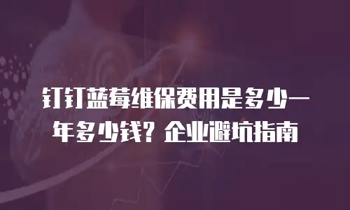钉钉蓝莓维保费用是多少一年多少钱？企业避坑指南