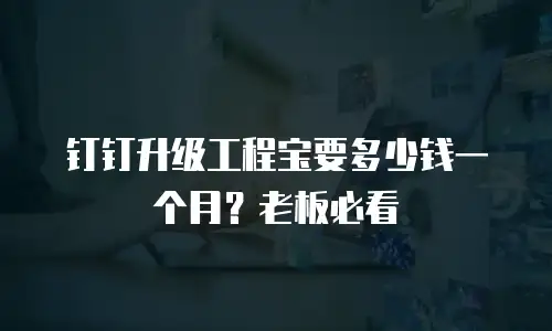 钉钉升级工程宝要多少钱一个月？老板必看