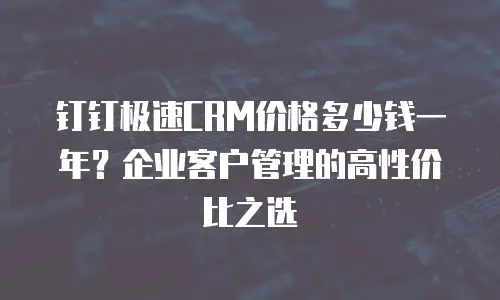 钉钉极速CRM价格多少钱一年？企业客户管理的高性价比之选