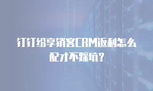 钉钉纷享销客CRM返利怎么配才不踩坑？