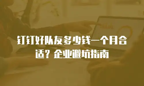 钉钉好队友多少钱一个月合适？企业避坑指南