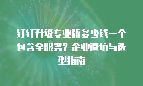 钉钉升级专业版多少钱一个包含全服务？企业避坑与选型指南