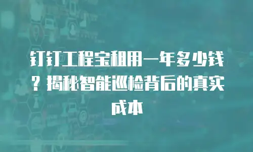 钉钉工程宝租用一年多少钱？揭秘智能巡检背后的真实成本
