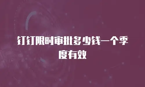 钉钉限时审批多少钱一个季度有效