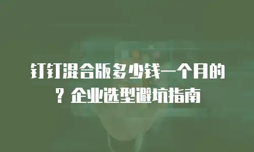 钉钉混合版多少钱一个月的？企业选型避坑指南
