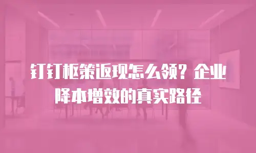钉钉枢策返现怎么领？企业降本增效的真实路径