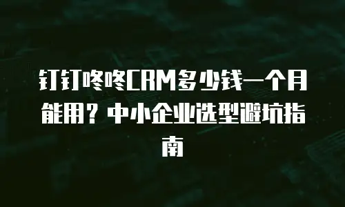 钉钉咚咚CRM多少钱一个月能用？中小企业选型避坑指南