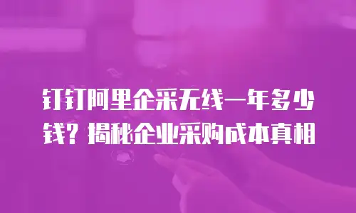 钉钉阿里企采无线一年多少钱？揭秘企业采购成本真相