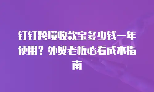 钉钉跨境收款宝多少钱一年使用？外贸老板必看成本指南