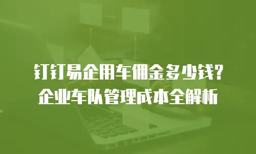 钉钉易企用车佣金多少钱？企业车队管理成本全解析