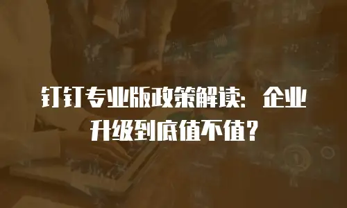 钉钉专业版政策解读：企业升级到底值不值？