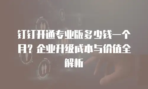 钉钉开通专业版多少钱一个月？企业升级成本与价值全解析