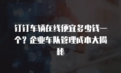 钉钉车辆在线便宜多少钱一个？企业车队管理成本大揭秘