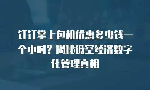 钉钉掌上包机优惠多少钱一个小时？揭秘低空经济数字化管理真相