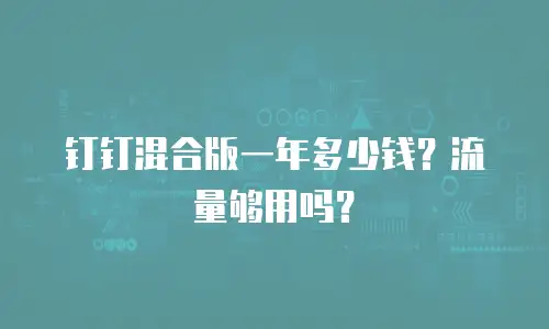 钉钉混合版一年多少钱？流量够用吗？