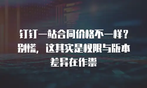 钉钉一站合同价格不一样？别慌，这其实是权限与版本差异在作祟