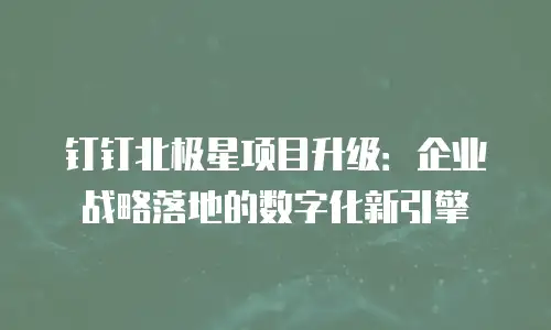 钉钉北极星项目升级：企业战略落地的数字化新引擎