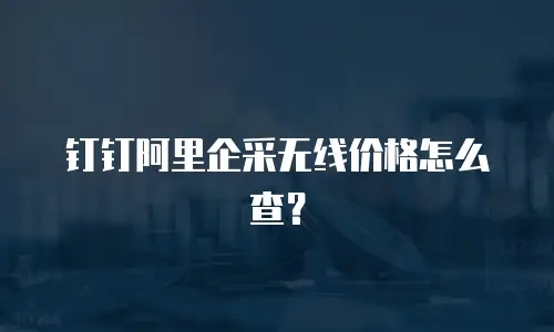 钉钉阿里企采无线价格怎么查？
