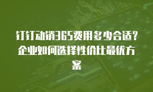 钉钉动销365费用多少合适？企业如何选择性价比最优方案