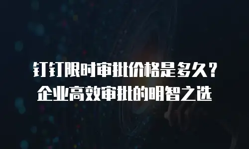 钉钉限时审批价格是多久？企业高效审批的明智之选