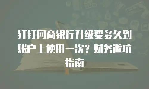 钉钉网商银行升级要多久到账户上使用一次？财务避坑指南