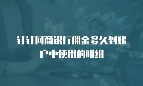 钉钉网商银行佣金多久到账户中使用的明细