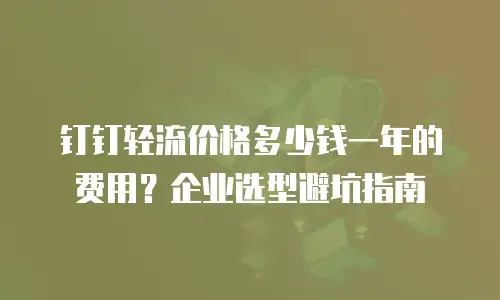 钉钉轻流价格多少钱一年的费用？企业选型避坑指南
