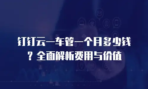 钉钉云一车管一个月多少钱？全面解析费用与价值