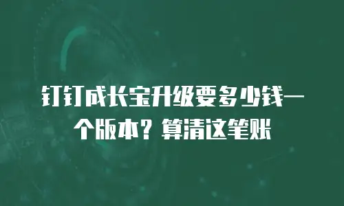 钉钉成长宝升级要多少钱一个版本？算清这笔账