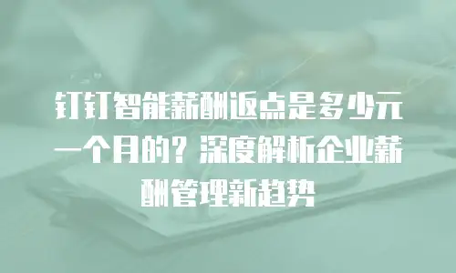 钉钉智能薪酬返点是多少元一个月的？深度解析企业薪酬管理新趋势