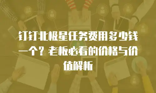 钉钉北极星任务费用多少钱一个？老板必看的价格与价值解析