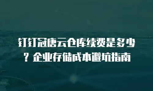 钉钉冠唐云仓库续费是多少？企业存储成本避坑指南