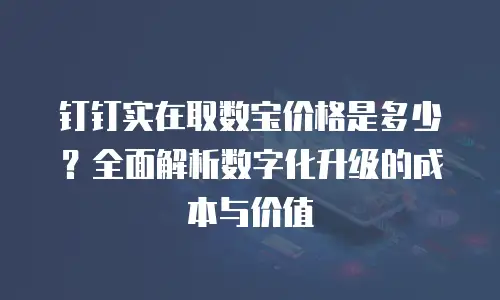 钉钉实在取数宝价格是多少？全面解析数字化升级的成本与价值