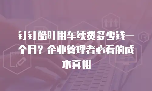 钉钉酷盯用车续费多少钱一个月？企业管理者必看的成本真相