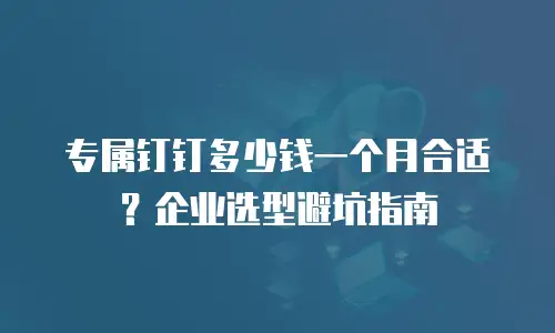 专属钉钉多少钱一个月合适？企业选型避坑指南
