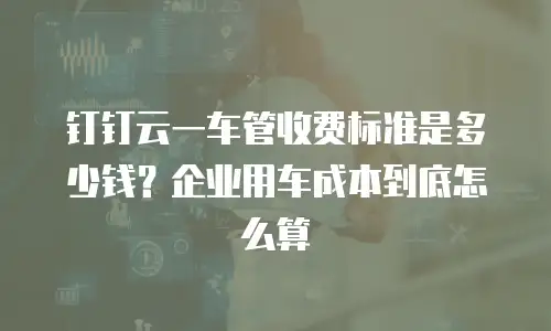 钉钉云一车管收费标准是多少钱？企业用车成本到底怎么算
