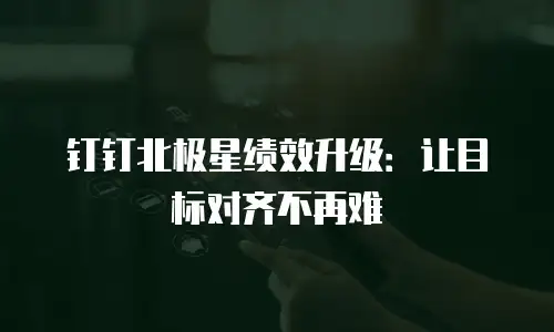 钉钉北极星绩效升级：让目标对齐不再难