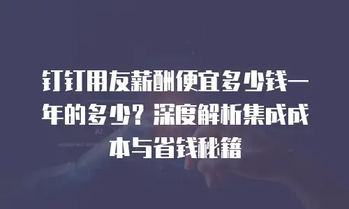 钉钉用友薪酬便宜多少钱一年的多少？深度解析集成成本与省钱秘籍
