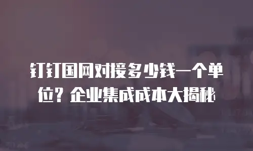 钉钉国网对接多少钱一个单位？企业集成成本大揭秘