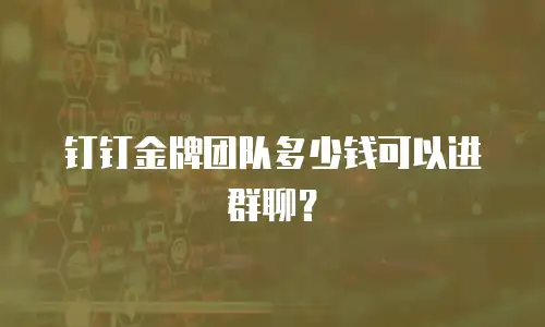 钉钉金牌团队多少钱可以进群聊？